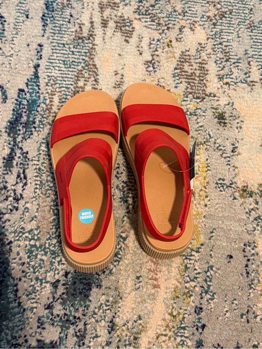 Reef Red Platform Sandals with Tan Sole - Picture 2 of 4